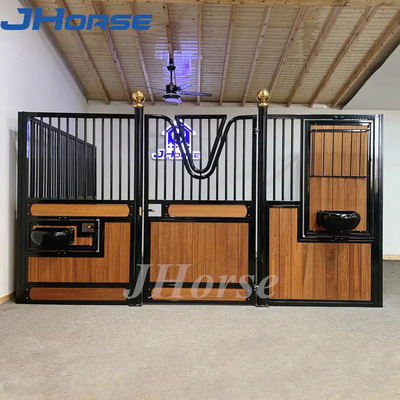 Durable Density Bamboo Horse stable European Horse Stalls Black Powder Coated With Windows
