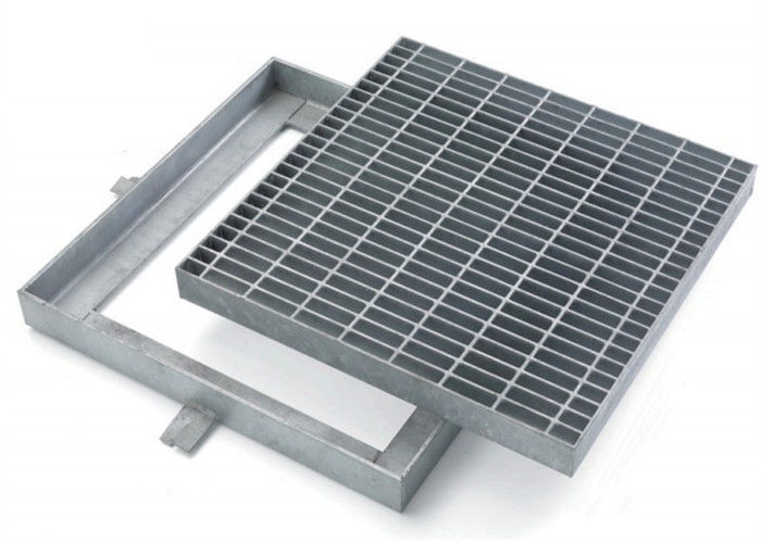 Custom Hinged Mental Drainage Ditch Covers , Reliable Galvanized Trench Grating