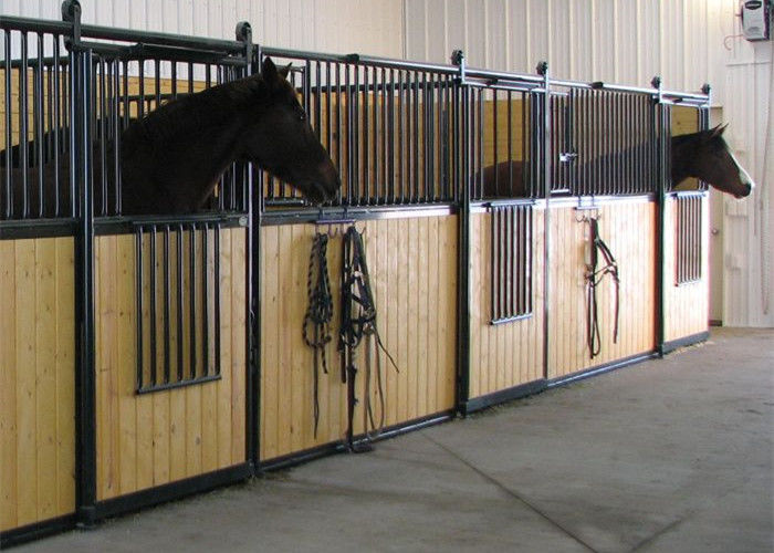 Prefabricated Powder Coated 2 Horse Stable Partitions With Bamboo Horse