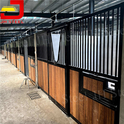 Bamboo Infill 32mm Horse Stall Panels With Sliding Door Swivel Feeder