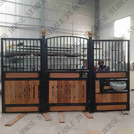 2mm Thickness Black Powder Coated Steel Frame Wood Filling Horse Stall Front