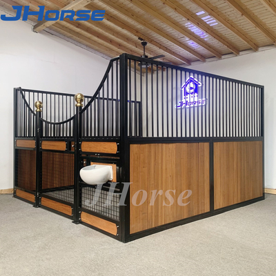 Bamboo Wooden Stables European Horse Stalls Front Panel With Feeder