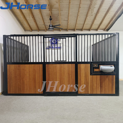10 Feet 12 Feet 14 Feet Black Powder Coated Horse Stall Fronts Filling Bamboo