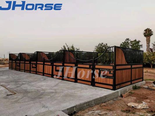 Standard 14Feet Black Powder Coated  Horse Stall Panels Fronts Filling Bamboo