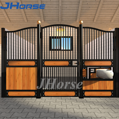 Steel Frame Bamboo Horse Stall Gates , Custom Prefab Horse Stables
