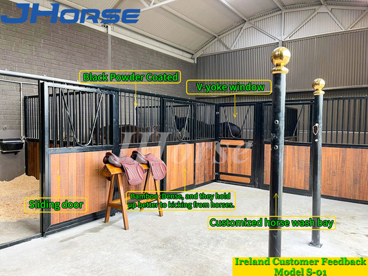 Powder Coating Indoor 28mm Bamboo Pine Wooden Horse Stalls