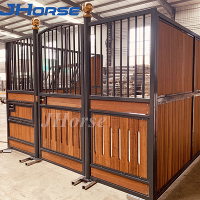 Customized Miniature Horse Stalls Brass Horse Stall Finial Balls Portable With Revolving Door
