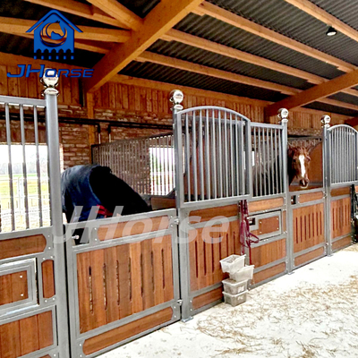 Customizable Welded Steel Horse Stalls Weatherproof European Horse Stalls With Bamboo Fillin Wood