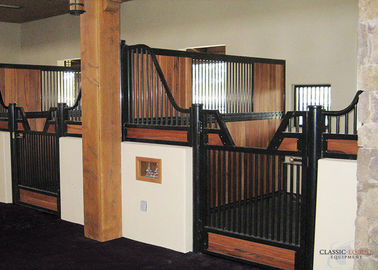 galvanized horse round panels in black wood  door  in good quality