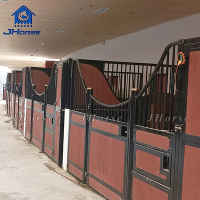 Internal Bamboo Steel Frame Black Powder Coated Horse Stable Front Equipment Horse Stall Panels Box With Window
