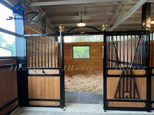 12ft Solid Horse Stalls Horse Stables Panels Fronts With Bamboo Wood And Sliding Door