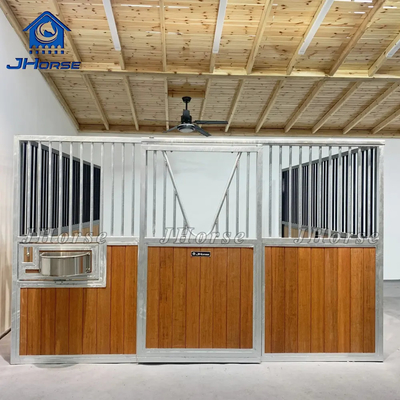 European Style Permanent Horse Stables With Customized Round Pipe Doors